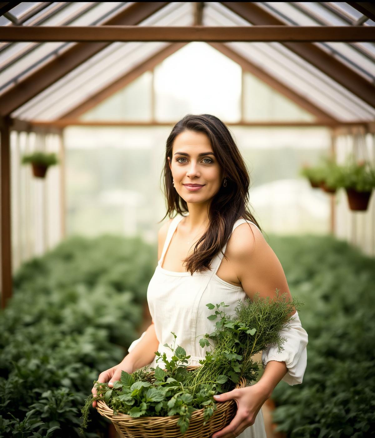 Editor-in-Chief Elena Marchetti in her greenhouse